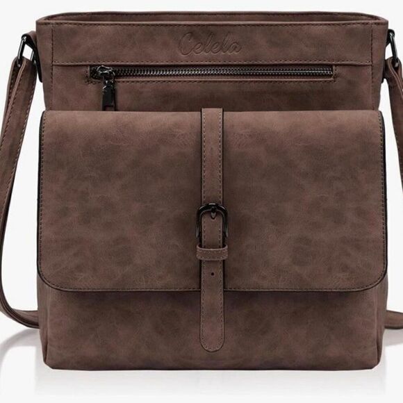 Celela Vegan Leather Cross Body Bag with Adjustable Strap ~ Classic Design - Picture 3 of 10